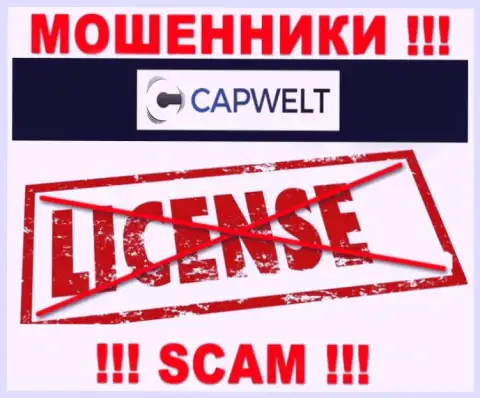 Совместное сотрудничество с интернет-мошенниками КапВелт не принесет прибыли, у этих кидал даже нет лицензии