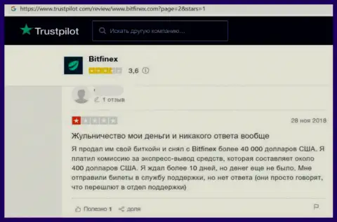 Клиента накололи на денежные средства в жульнической конторе Битфинекс Ком - это отзыв