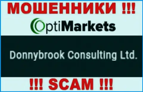 Мошенники OptiMarket утверждают, что именно Donnybrook Consulting Ltd владеет их лохотронном