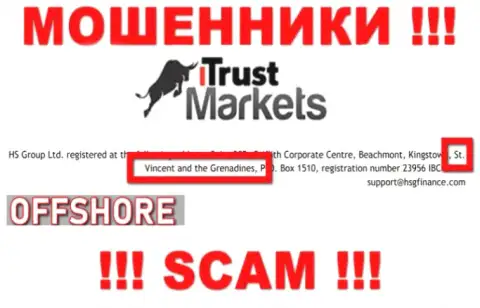 Мошенники Trust Markets базируются на территории - St. Vincent and the Grenadines, чтобы скрыться от ответственности - ШУЛЕРА