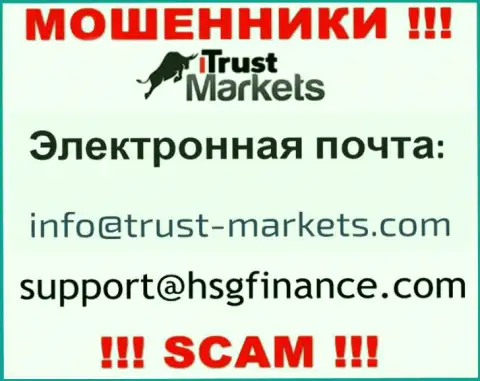 Контора Trust Markets не скрывает свой e-mail и представляет его у себя на информационном сервисе