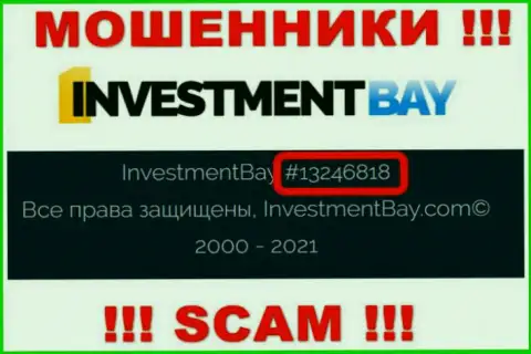 Регистрационный номер, под которым официально зарегистрирована компания InvestmentBay: 13246818