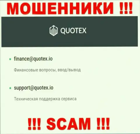 Адрес электронной почты internet-мошенников Куотекс