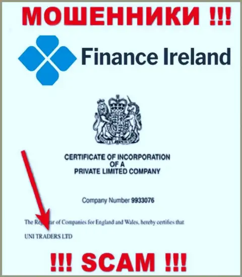 Finance Ireland якобы руководит контора UNI TRADERS LTD