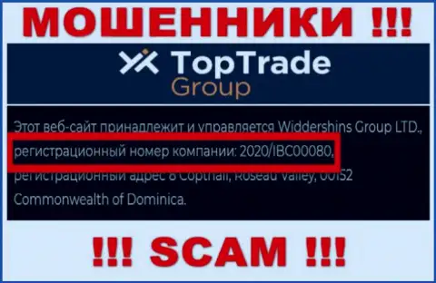 Регистрационный номер TopTrade Group - 2020/IBC00080 от грабежа денег не спасает