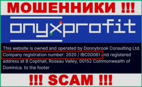 Рег. номер, который присвоен компании OnyxProfit - 2020 / IBC00061