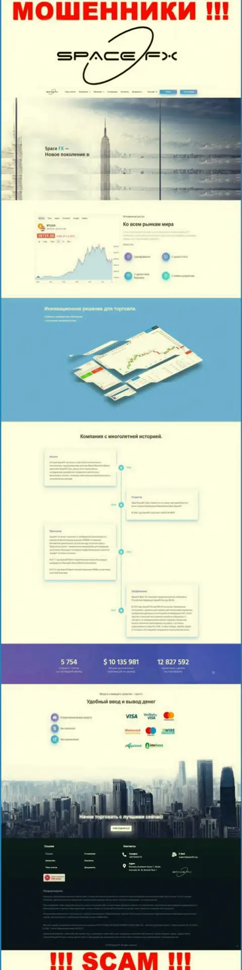 Web-сайт незаконно действующей конторы СпейсФХ - SpaceFX Org