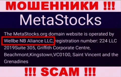 Юридическое лицо организации MetaStocks - это Веллбе НБ Алиансе ЛЛК, информация взята с официального информационного сервиса