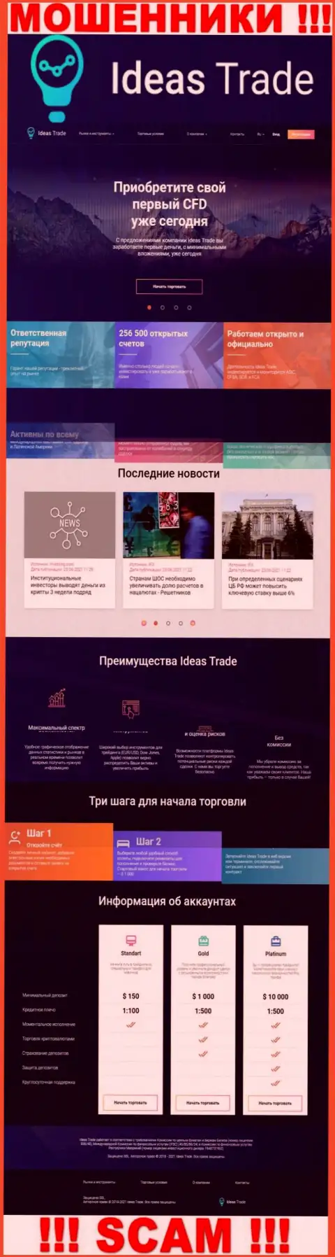 Официальный сайт обманщиков IdeasTrade Com