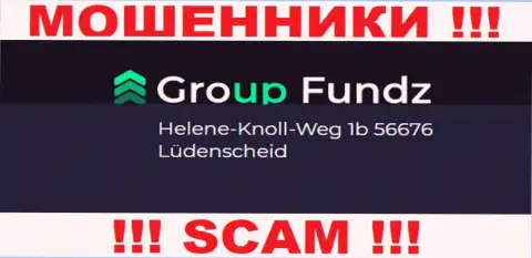 Адрес регистрации мошеннической организации Group Fundz фейковый