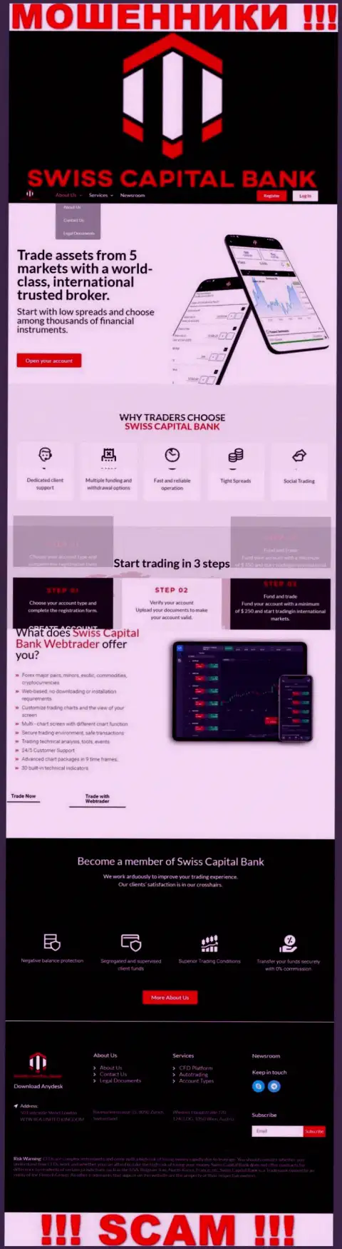 Будьте очень осторожны, сайт мошенников SwissCBank Com - это замануха для лохов