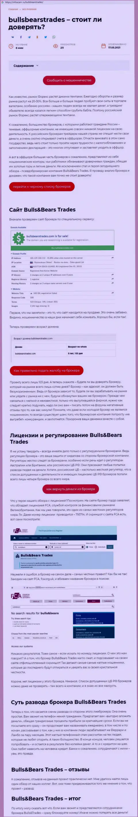 BullsBearsTrades - это ВОРЮГА !!! Схемы обмана (обзор мошенничества)