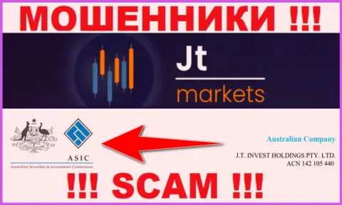 JTMarkets прикрывают свою деятельность мошенническим регулятором - Australian Securities and Investments