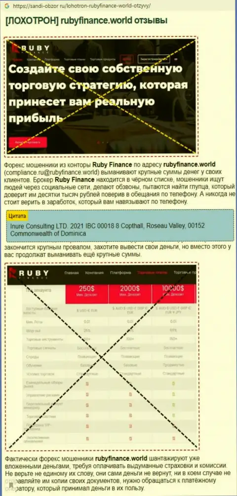 Надувательство в сети internet !!! Обзорная статья о неправомерных действиях мошенников Ruby Finance
