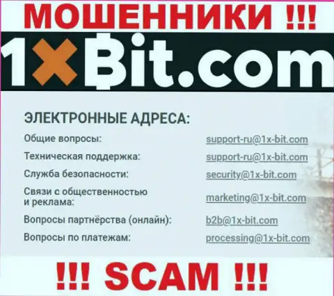 Е-мейл жуликов 1xBit, который они выставили у себя на сайте