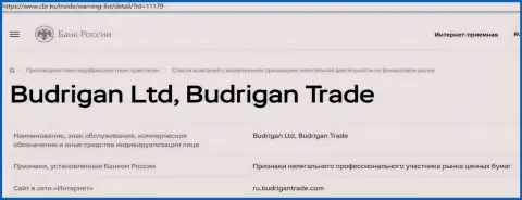 Аферисты BudriganTrade загремели в черный список Центрального Банка Российской Федерации