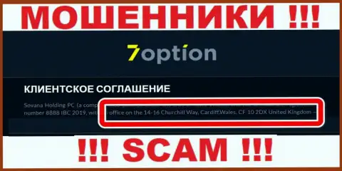 Избегайте сотрудничества с компанией 7Опцион !!! Представленный ими адрес - липа