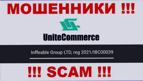 Инффеабле Групп ЛТД internet-шулеров Unite Commerce было зарегистрировано под вот этим регистрационным номером - 2021/IBC00039