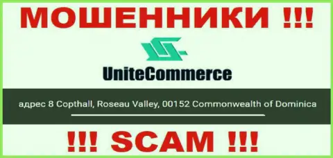 8 Copthall, Roseau Valley, 00152 Commonwealth of Dominica - оффшорный официальный адрес UniteCommerce World, указанный на web-ресурсе данных разводил