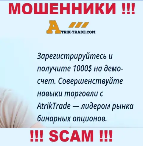 Не отдавайте финансовые активы в Atrik Trade, род деятельности которых - Брокер бинарных опционов