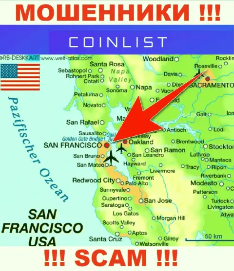 Юридическое место базирования CoinList на территории - Сан-Франциско, США