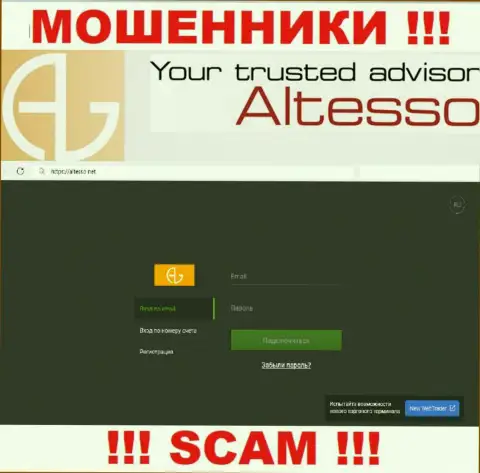 Вид официального сервиса противозаконно действующей организации АлТессо Инфо