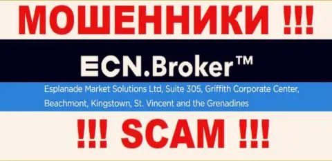 Жульническая компания ECNBroker пустила корни в офшорной зоне по адресу: Suite 305, Griffith Corporate Center, Beachmont, Kingstown, St. Vincent and the Grenadine, будьте крайне внимательны