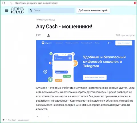 С конторы AnyCash вернуть обратно финансовые активы не сможете - это обзор противозаконных деяний internet-ворюг