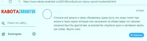 Денежные средства, которые попали в грязные лапы ХКритикал, находятся под угрозой воровства - мнение