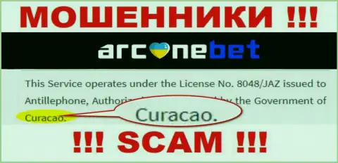 На своем сайте Аркане Бет написали, что зарегистрированы они на территории - Curacao