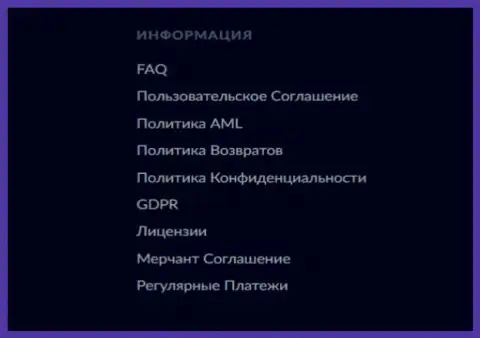 Документы регуляции взаимодействия между пользователем и интернет-организацией BTCBit