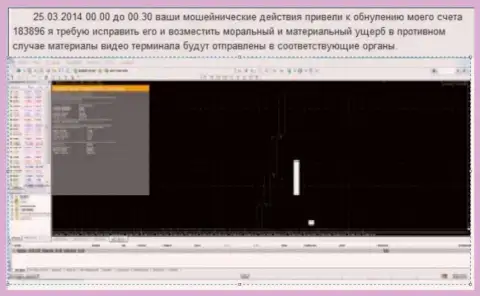 Снимок экрана с доказательством слива клиентского счета в GrandCapital