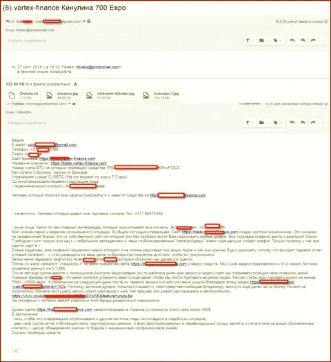 Еще один слив трейдера кидалами Вортекс Финанс, теперь сумма потерь составляет 700 евро