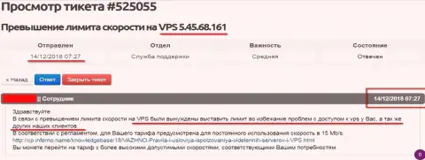Хостер провайдер заявил о том, что ВПС сервера, где хостился веб-сайт ffin.xyz ограничен в скорости доступа